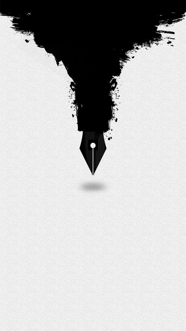 an abstract black and white poster with a pen sticking out of it's center