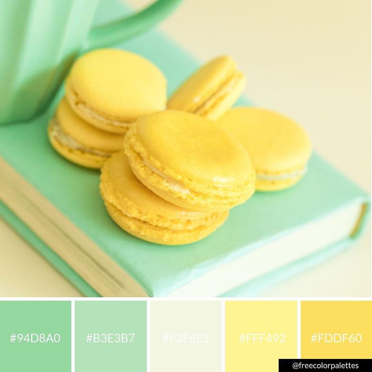 three yellow macaroons sitting on top of a book