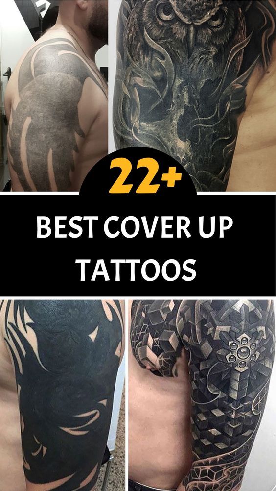 the cover up tattoos are all different styles and sizes, but there is no image to describe