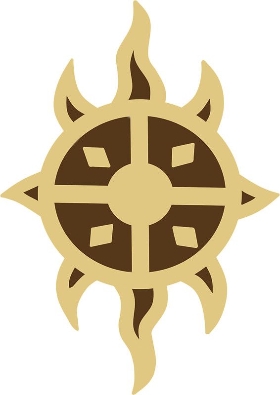 the sun symbol is shown in brown and white