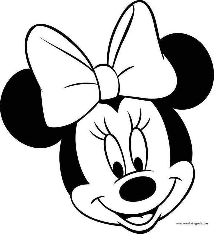 minnie mouse face with a bow on it's head coloring pages, disney cartoons, cartoon