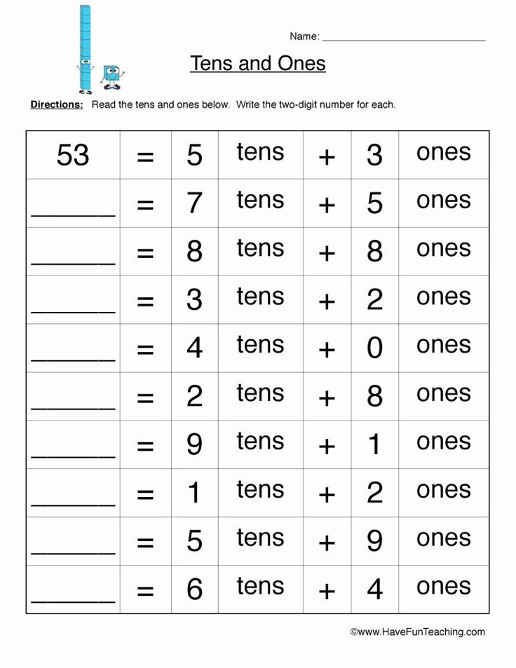 the worksheet for addition to tens and ones