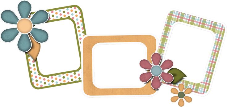 three frames with flowers and polka dot designs on them, one has a flower in the middle