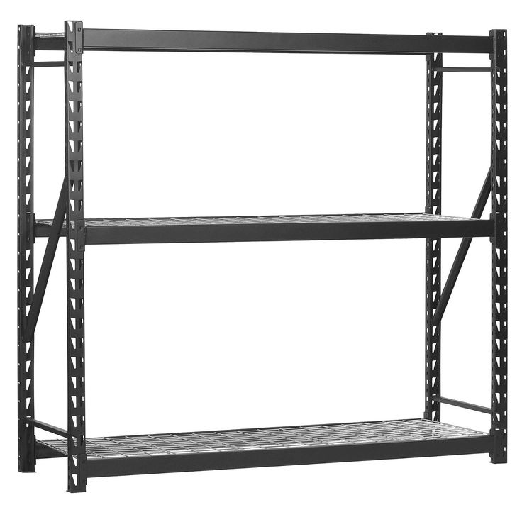 a metal shelving unit with four shelves