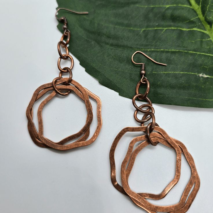 Vintage Copper Dangle Earrings Handmade Vintage Rust Earrings, Handmade Rust Vintage Earrings, Handmade Vintage Rust-colored Earrings, Nickel-free Bronze Copper Jewelry, Bronze Nickel-free Copper Jewelry, Vintage Handmade Rust Jewelry, Rust-colored Bohemian Copper Jewelry, Rust Colored Bohemian Metal Jewelry, Bohemian Rust-colored Copper Jewelry