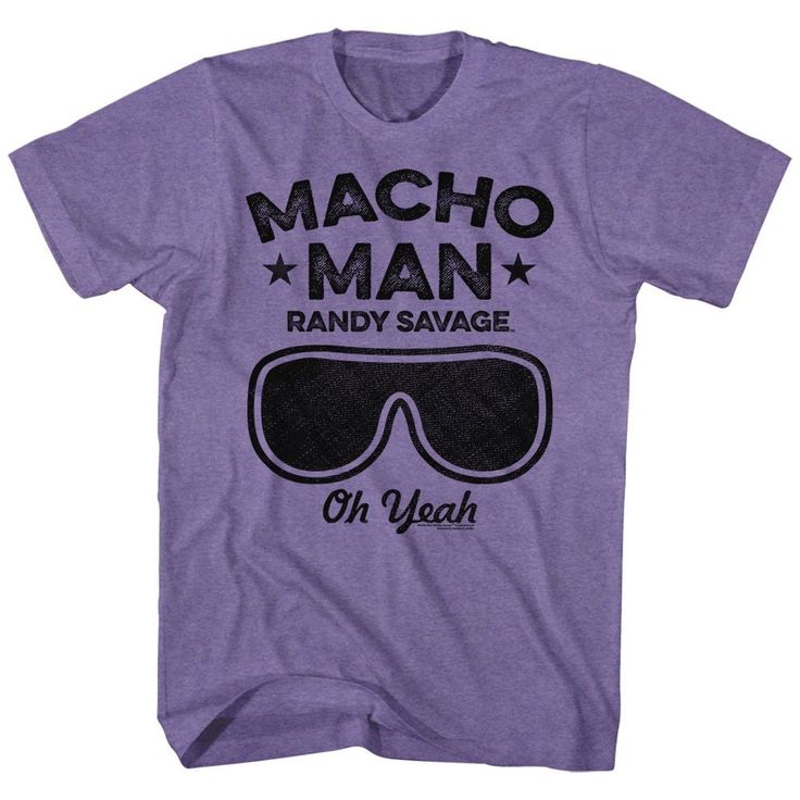 a purple shirt with the words macho man randy savage on it