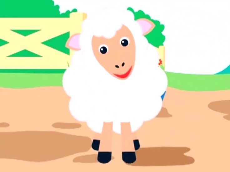 a cartoon sheep standing in front of a fence