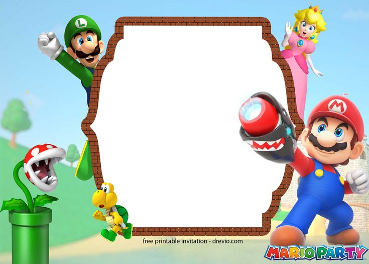 an image of mario and luigi in front of a blank sign with other characters around it