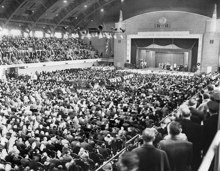 The Armory, North and Kedzie, 1958, The mass funeral for 27 of the ...