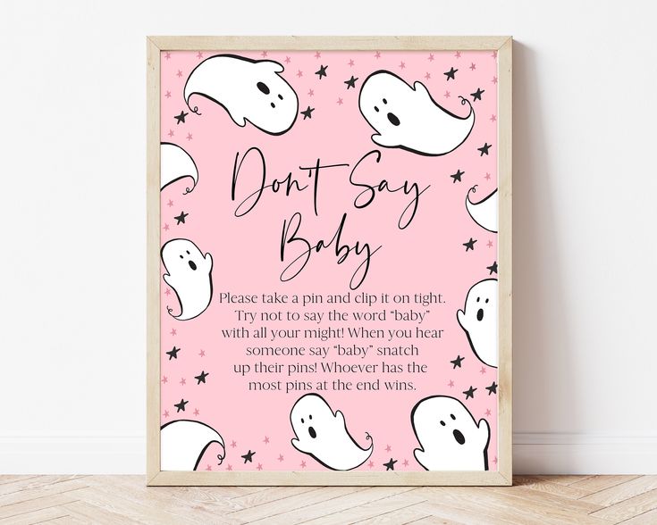 Don't Say Baby Game Girl A Little Boo Baby Shower, Pink Halloween Baby ...