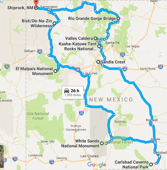 a map showing the route from new mexico to san francisco, ca on google maps