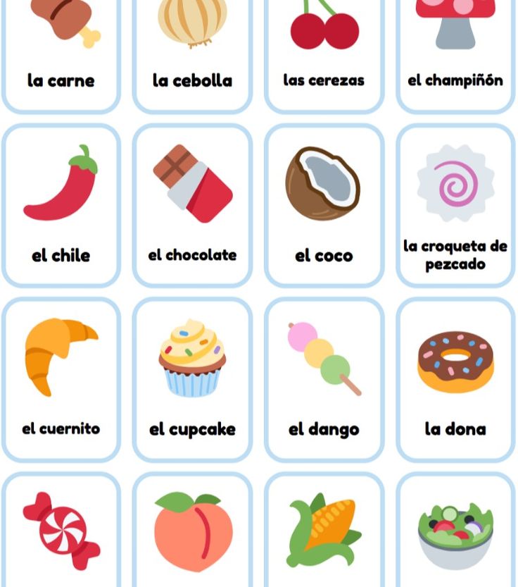 an image of different food items in spanish