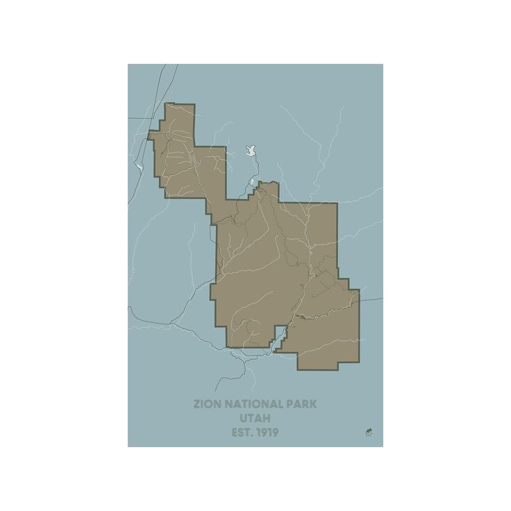 a map showing the location of zion national park, utah and surrounding areas in brown