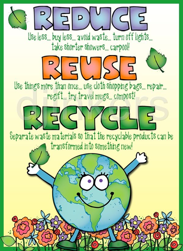 a poster with the words reduce, reuse and recycle