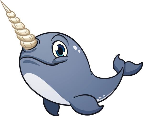 a cartoon narwhale with a horn on its head