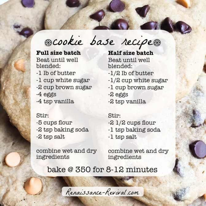 cookie base recipe for baking cookies with chocolate chips