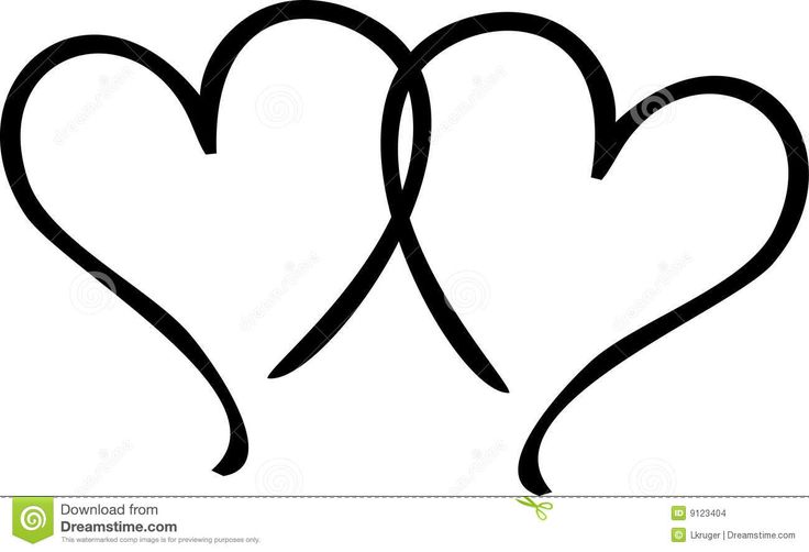 two hearts drawn in black ink on a white background stock photo - image 34987