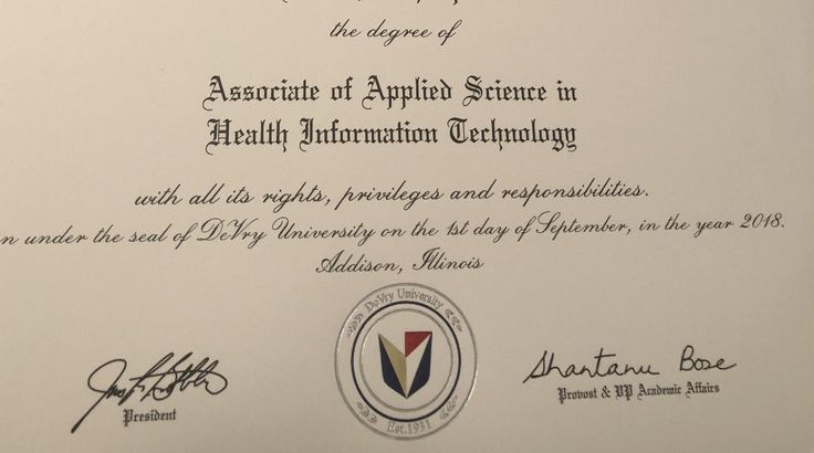 an award certificate for the association of applied science in health information technology, with autographed images