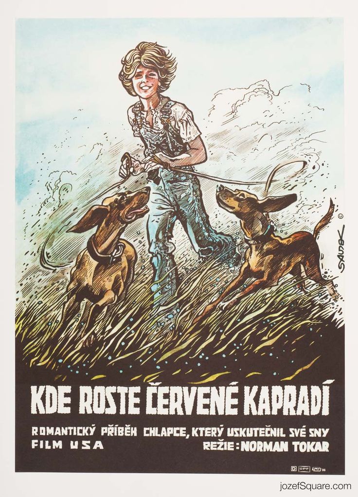 an old movie poster with a woman and two dogs in the grass, one is pulling on