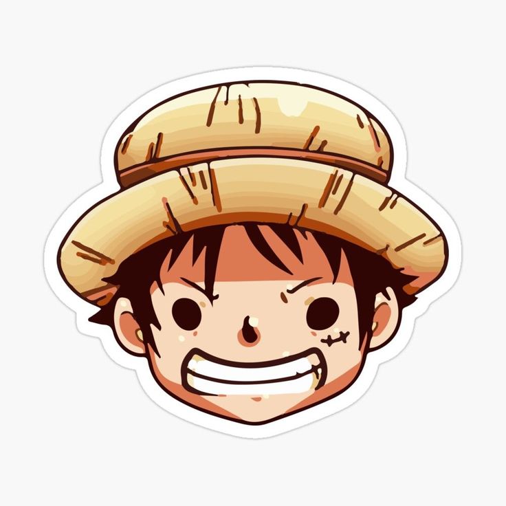 One Piece, Luffy Straw Hat Pirate Anime Sticker | Luffy, Monkey d luffy ...