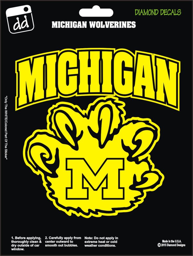 michigan wolverines decal with the word michigan on it in yellow and black colors