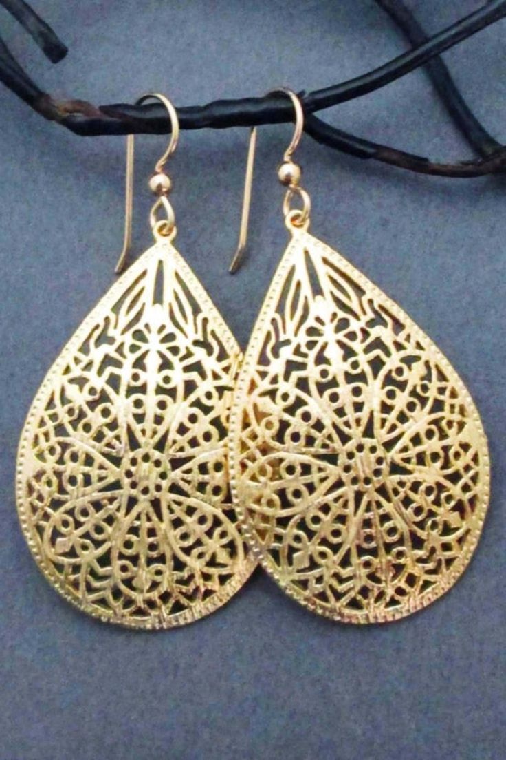 This Dangle & Drop Earrings item by SeventhWillow has 287 favorites from Etsy shoppers. Ships from Scottsdale, AZ. Listed on Jun 9, 2022 Gold Teardrop Earrings With Intricate Design As Gift, Gold Teardrop Earrings With Intricate Design, Metal Teardrop Filigree Earrings, Elegant Gold Nickel-free Teardrop Earrings, Elegant Gold Teardrop Earrings Nickel Free, Gold Hypoallergenic Teardrop Chandelier Earrings, Pierced Brass Teardrop Earrings, Filigree Teardrop Chandelier Earrings, Ornate Teardrop Earrings As Gift