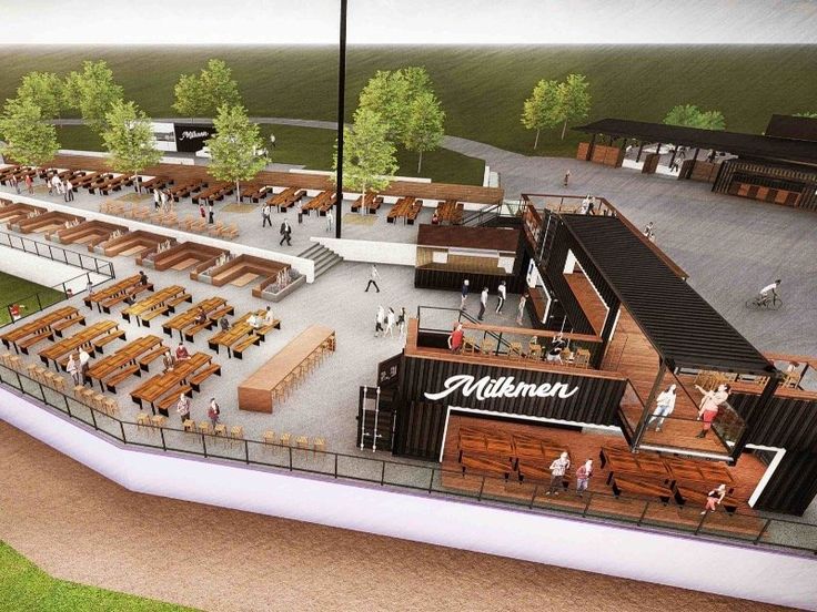 an artist's rendering of what the outdoor seating area would look like if it was built