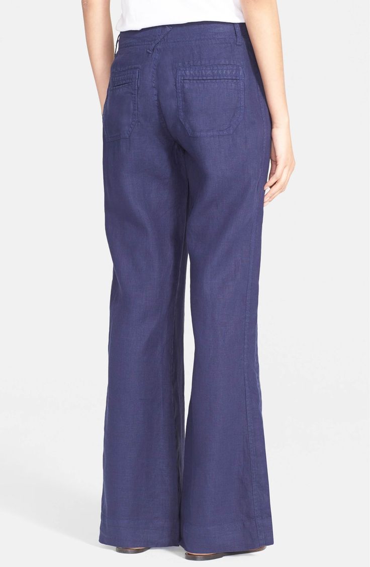 Main Image - Joie Wide Leg Linen Pants Capsule Outfits, Wide Leg Linen Pants, Petite Fashion, Linen Pants, Bell Bottom Jeans, Drawstring Waist, Wide Leg Pants, Pajama Pants, Casual Wear