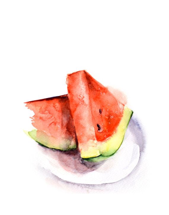 two slices of watermelon on a white plate