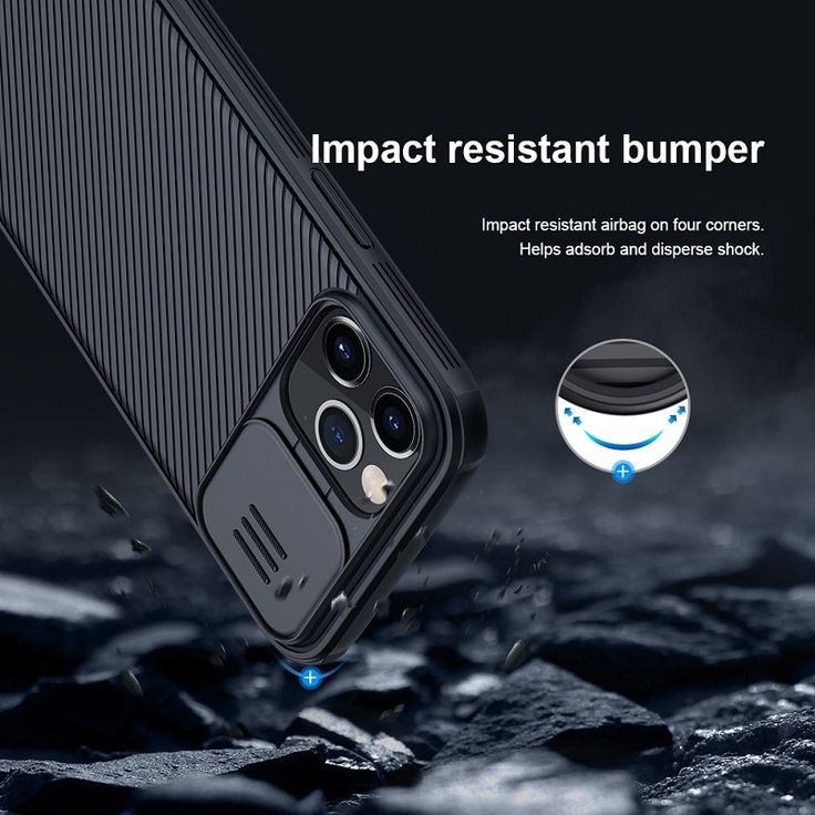 an image of the back and side of a black phone case that has been designed to protect