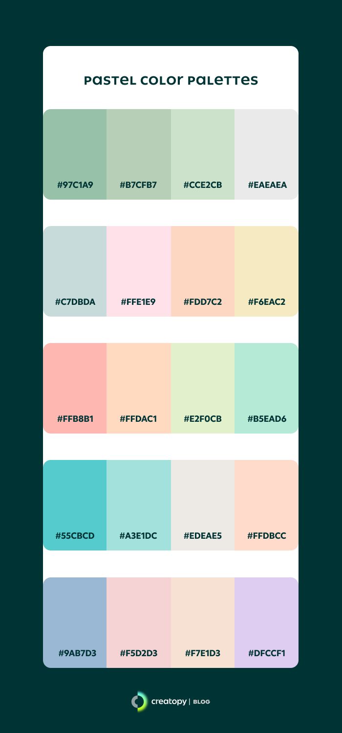 Pastel Colors: The Ultimate Guide to Using Them in Design | Hex color  palette, Pastel colors, Pastel color schemes