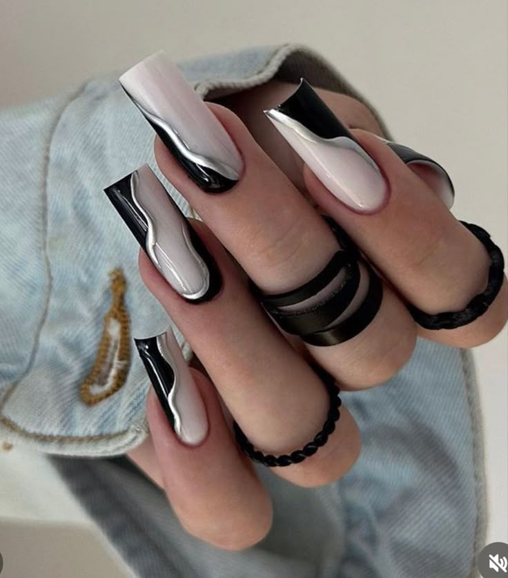 Mate Nails, Black Manicure, Blush Nails, New Year's Nails, Silver Nails, Dipped Nails, Fire Nails, Chic Nails, Dope Nails