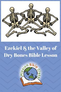 the skeleton and the valley of dry bones bible lesson book with an image of three skeletons holding