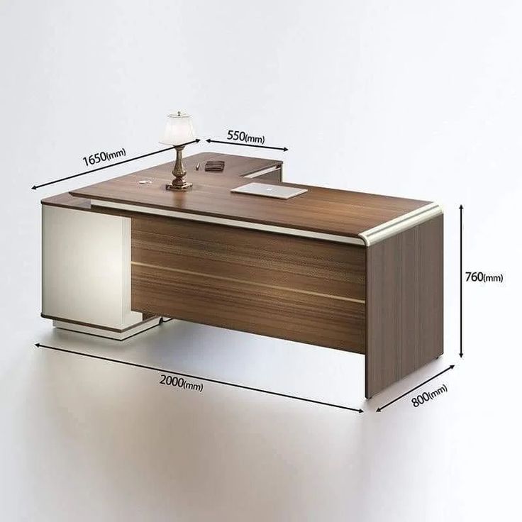 an office desk is shown with measurements for it