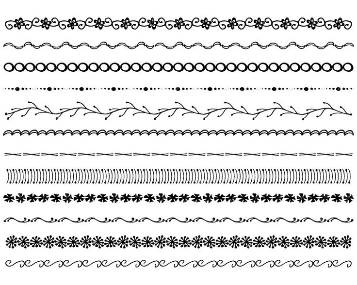 a set of hand drawn borders and dividers in black on a white background illustration