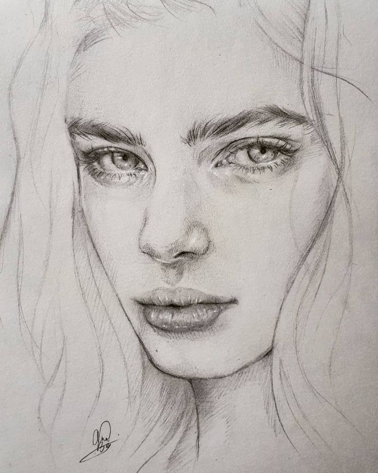 a pencil drawing of a woman's face