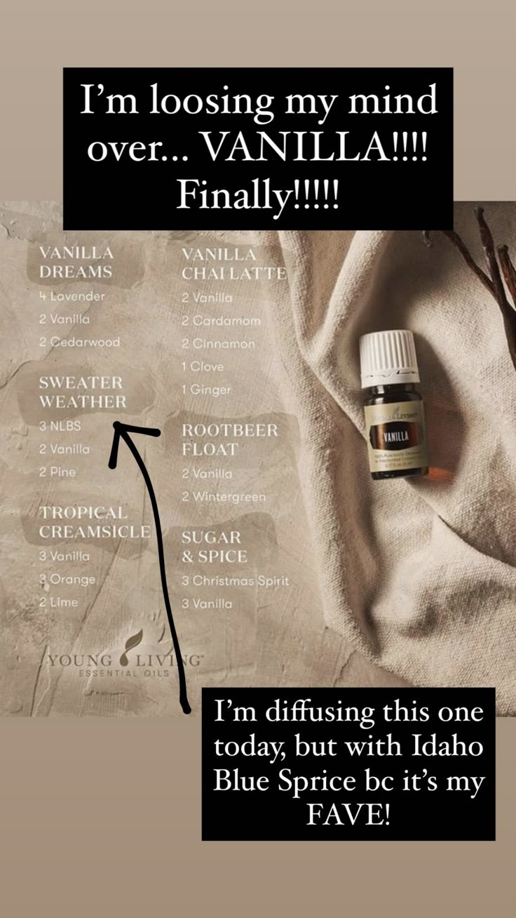 Vanilla Essential Oil Blends, Yl Diffuser Blends, Eo Blends, Essential Oil Remedy, Essential Oil Diffuser Blends Recipes, Young Living Essential Oils Recipes, Oil Remedies, Essential Oil Diffuser Recipes, Essential Oils Health