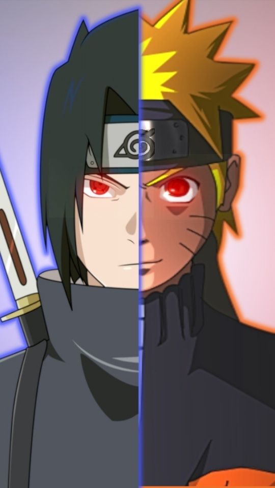 Artwork anime Sasuke  Uchiha Naruto  Uzumaki face  off 