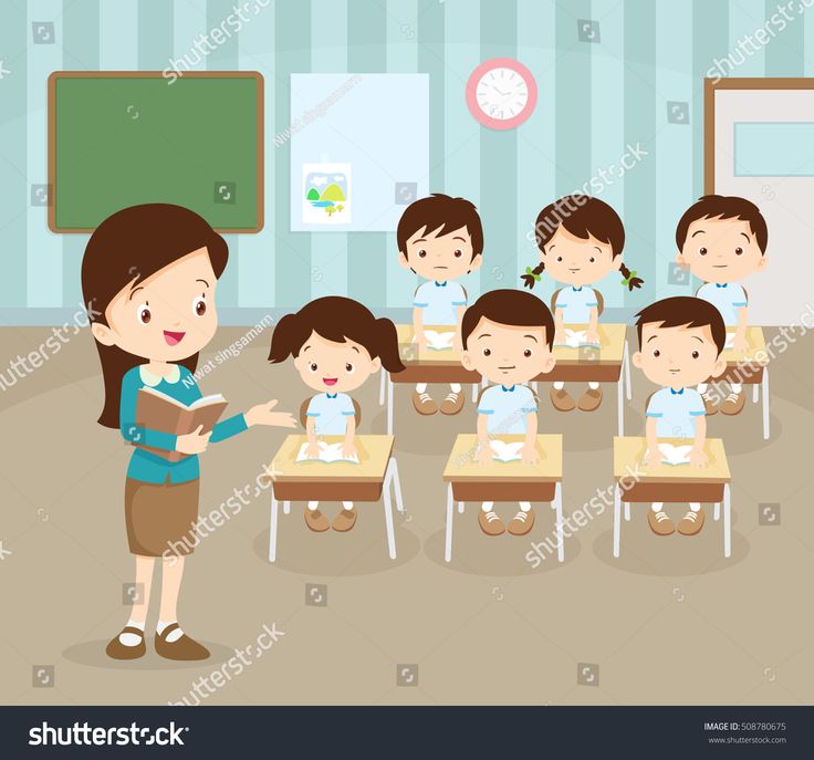 classroom with teacher and pupils.Teacher teaching Students In Class ...