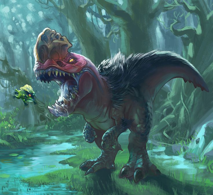 an image of a dinosaur in the woods