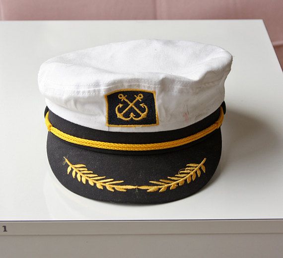 Vintage Captain hat Boat ship captain hat Yacht by VintageCorner42 Captain Cap, Ship Captain, Nautical Nursery Decor, Nautical Nursery, Head Circumference, Boating, Nursery Decor, Captain Hat, Cotton Canvas