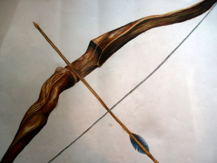 an artistic painting of a bow and arrow