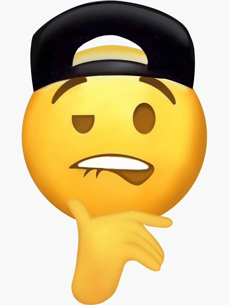 a yellow emoticure with a black hat on it's head and eyes