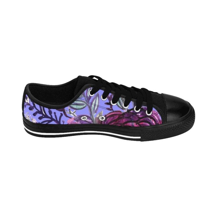 Tsumugi Romantic Purple Rose Floral Print Designer Women's Sneakers (U – Heidi Kimura Art LLC Cool Womens Sneakers, Floral Print Shoes, Fashion Tennis Shoes, Cute High Heels, Romantic Floral Print, Floral Sneakers, Shoes Ideas, Print Shoes, Purple Rose