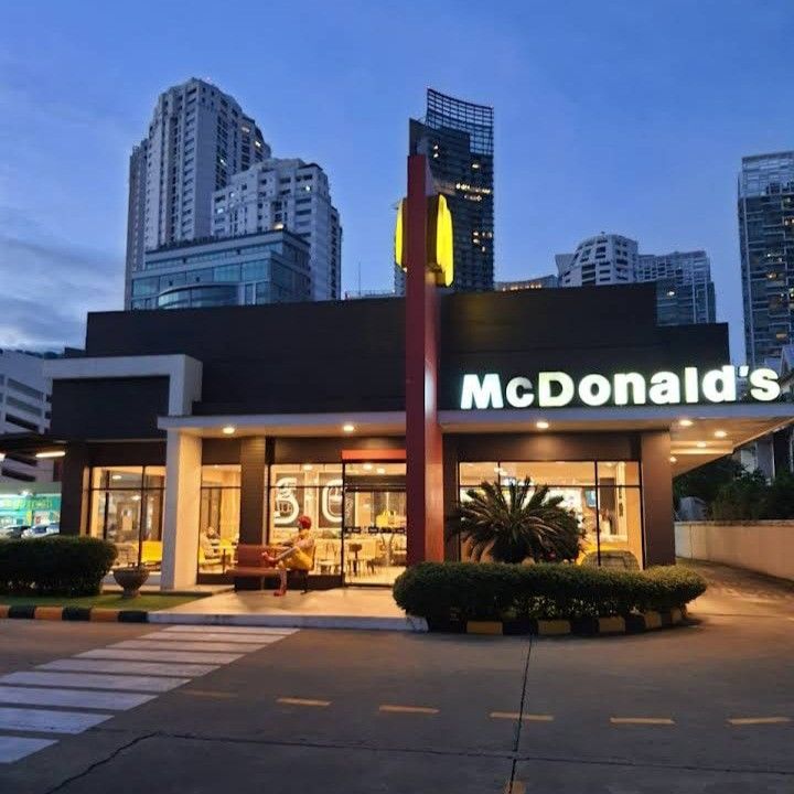 mcdonald's restaurant in the city at dusk