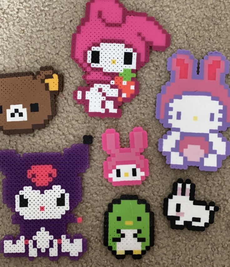 some pixelated animals are laying on the floor