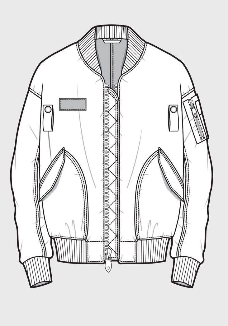 a drawing of a jacket with zippers