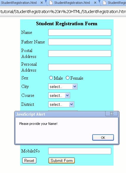 the student registration form is displayed in this screenshote screengrafion image