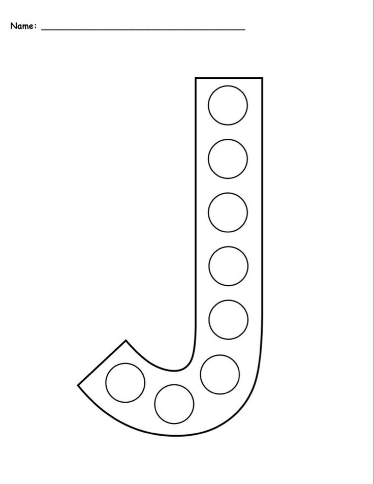 the letter j coloring page with dots and circles on it, in black and white