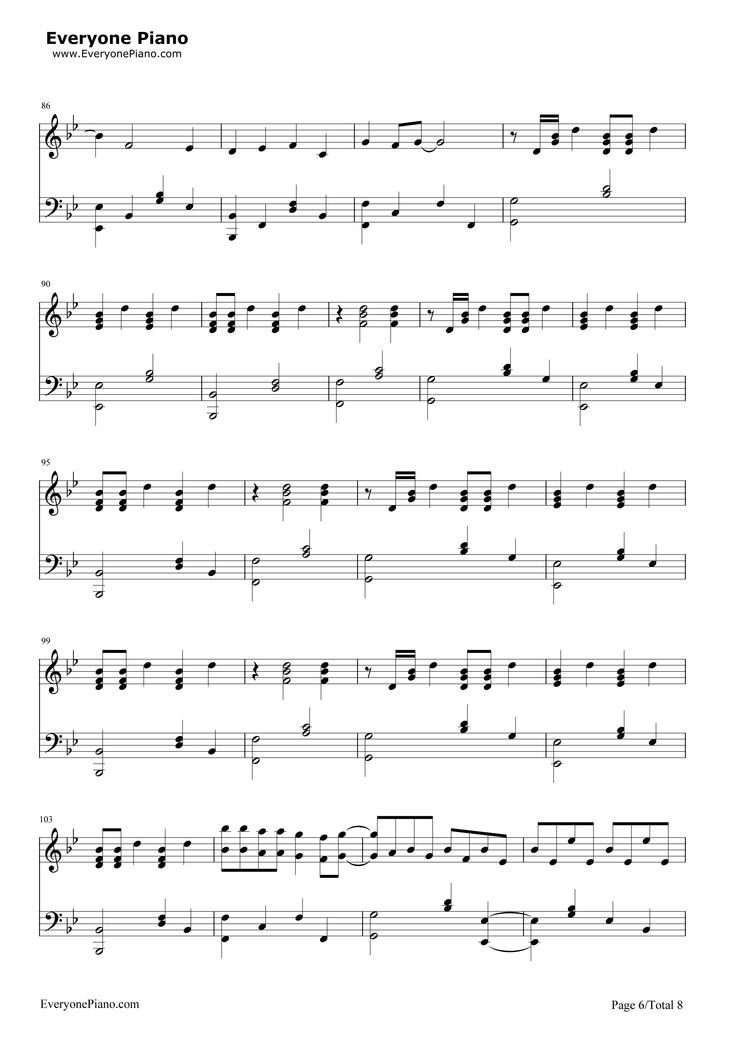 sheet music with the words everyone piano